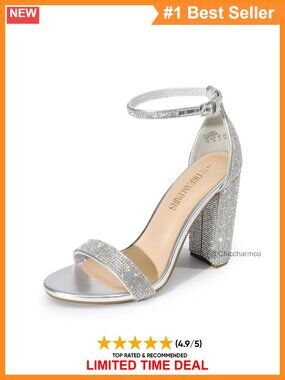 High Heel Pump Sandals with Ankle Strap and 4-Inch Block Heel
